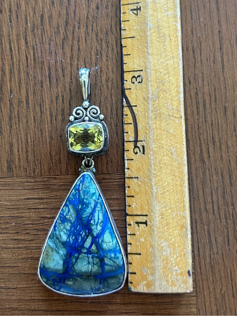 Sajen Azurite-Malachite and Citrine Pendant - Picture 4 of 6